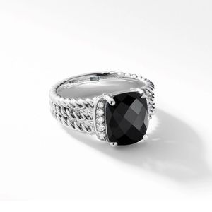 David Yurman Black Onyx and Diamond Ring